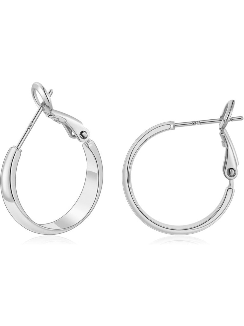 Women's 925 Sterling Silver Plated 20mm Wide Post Thick Round Hoop Earrings